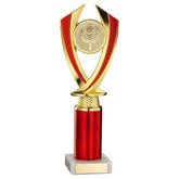 GOLD/RED 'DIAMOND' HOLDER ASSEMBLED ON MARBLE (2" CEN/3" TUBE) - 9.75in